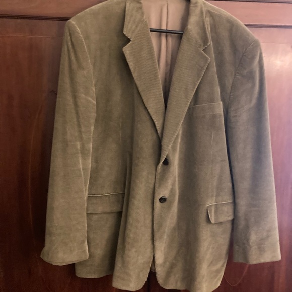 Stafford mens sage green corduroy button jacket 3 front pockets interior pockets - Picture 1 of 9